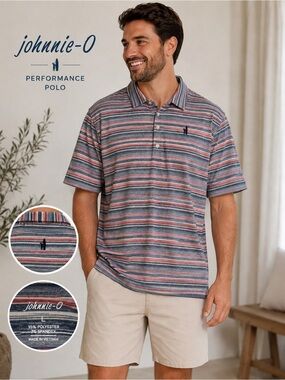 Johnnie-O Men’s Striped Performance Polo Shirt Size L